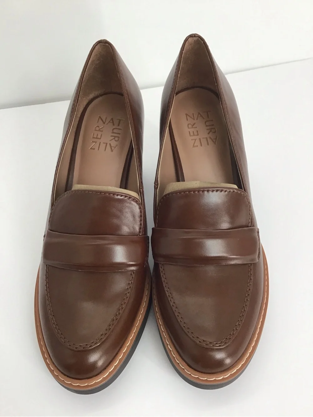 NWOT Naturalizer Dabney Slip-On Platform Penny Loafer Heel Career Brown Size 6.5